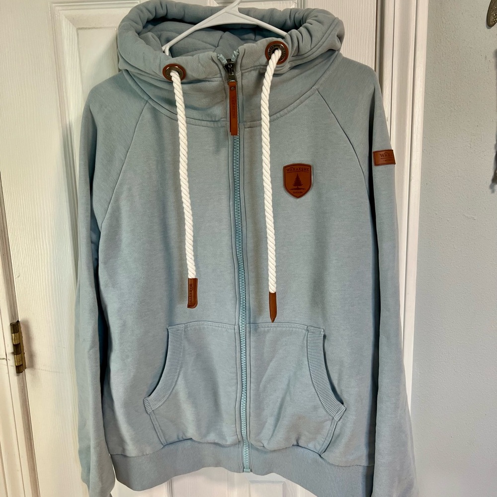Wanakome Light Blue Hoodie. Size Large